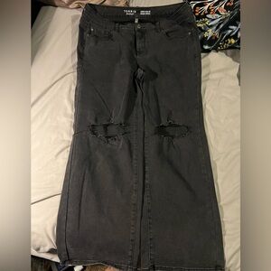 TORRID sz 12 WIDELEG black distressed jeans